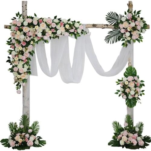 Luxury Sheer Canopy Curtains 2-Panels Set White Window Bed Voile Scarf Valances for Outdoor Wedding Party Home Decoration TJ3990