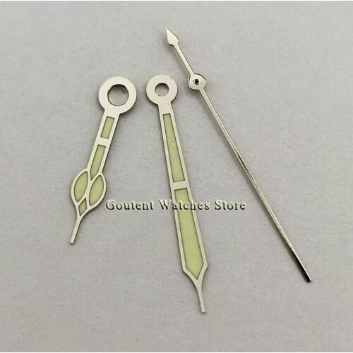 Goutent Silver Green Luminous Watch Hands Watch Needles Fit Miyota 8215 8205 821A Mingzhu DG 2813 3804 Seagull 1612 movement