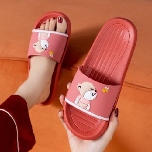 Cartoon Bear Thick Soled Summer Beach Slides Women Men Casual Slippers Sandals Girls Bathroom Shoes Flip Flops Zapatillas Mujer