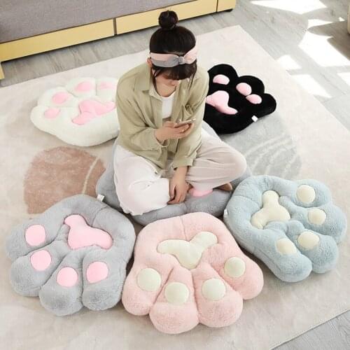 Kawaii cat claw down and down cotton stuffed animal cushion pillow non-slip cushion pillow home decoration rabbit fur fabric sof