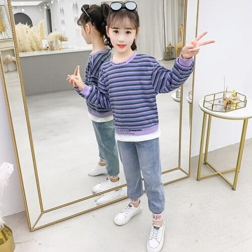 Girls Suits Sweatshirts + Pants Sets Kids 2021 Cool Spring Autumn Cotton Long Sleeve High Quality Teenagers Sport Tracksuits Out