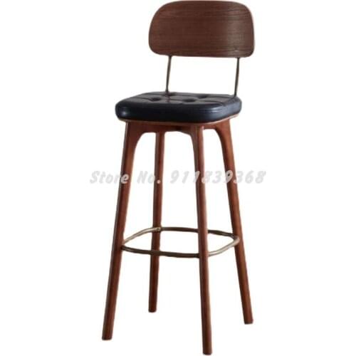 Light Luxury Bar Chair Back Modern Simple High Stool High Chair Designer Household Solid Wood Bar Chair