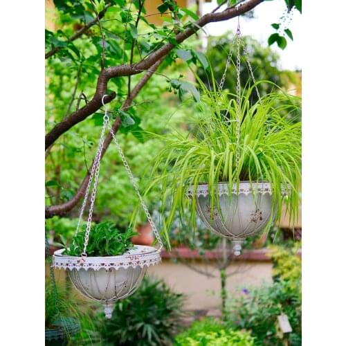 Handicraft vintage rustic metal hanging garden planter pots