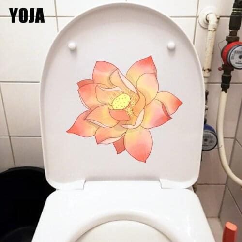 YOJA 22.1*20.3CM Blooming Lotus Classical Toilet Seat Stickers Home Room Wall Decor Decal T1-0974