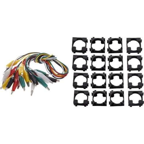 10 Pcs 5-Color Double Ended Alligator Clips Test Lead & 200 Pcs Battery Bracket 18650 Anti Vibration Holder Bracket