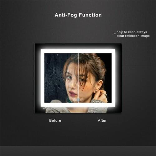 Bathroom Mirror LED Vanity Anti-Fog Wall Mounted Makeup with Light Dimmable 40 x 24 inch 110V