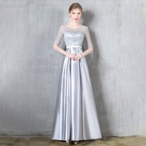 Evening Dress Zipper Back Simple Luxurious Empire A-Line Short Sleeves New Sequins Floor-Length Woman Formal Party Gowns A1320
