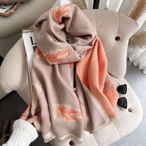 2021 Winter Scarf Women Cashmere Pashmina Shawls Lady Wraps Design Print Thick Blanket Warm Scarves Bufanda Echarpe