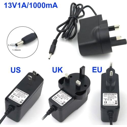 1PCS DC 13V 1A/1000mA AC 100V-240V Switching Power Adapter US/EU/UK Plug Converter 3.5x 1.35mm for Massage pillow Free Shipping