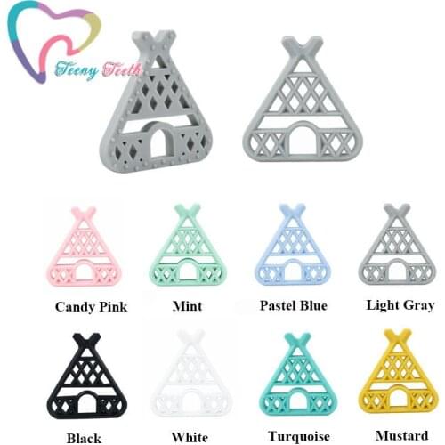 20PCS Big Silicone Teepee Shape Food Grade Baby Teething Toys Making Jewelry Necklace Beads Baby Nursing Woodland Theme Pendants
