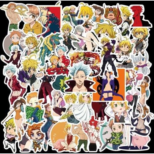 50pcs Anime The Seven Deadly Sins Graffiti Stickers for Laptop Skateboard Guitar Luggage Car Decals Waterproof Sticker Kids Toy