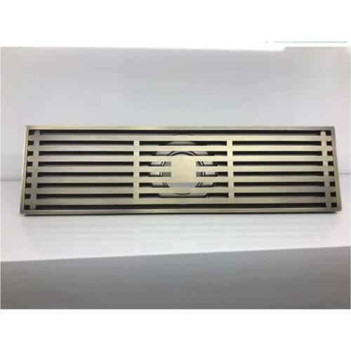 Bathroom accessories modern minimalist large displacement lengthened floor drain 8*30 strip copper deodorant floor drain DyuIhr