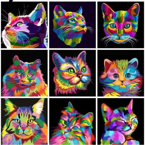 Cartoon Animal Diamond Painting Cross Stitch Color Cat 5D Diy Mosaic Creative Patch Diamond Embroidery Set Inlaid Handmade Gift