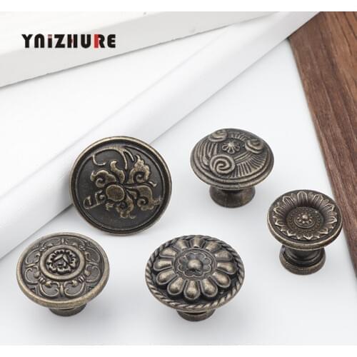 Antique Furniture Knobs Hardware Cupboard Classical Pull Bronze Tone Retro Alloy Cabinet Door Kitchen Drawer Handles