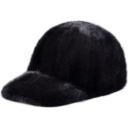 Harppihop fur real mink fur hats marten skin fur hats mink mink hat mens Baseball Cap Hat peaked cap warm winter hat H921