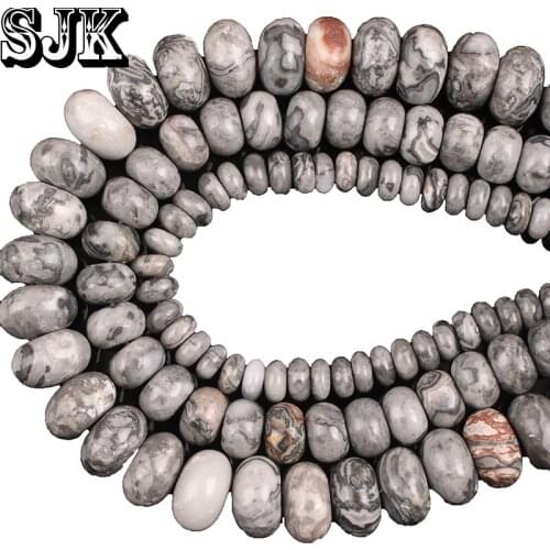 Natural Stone Spacer Beads Map Stone Picasso Abacus Beads 4 6 8mm Handmade Necklace Bracelet Jewelry Making Wholesale