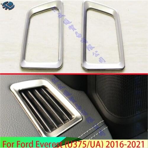 For Ford Ranger 2015-2018 Stainless Steel Air Vent Outlet Cover Dashboard Trim Bezel Frame Molding Garnish Accent Styling