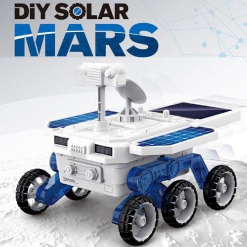 DIY Solar Mars Planet Rover Exploration Car 4x4 6 wheels block Kits Stem Education Science Kids Children Experiment Learning Toy