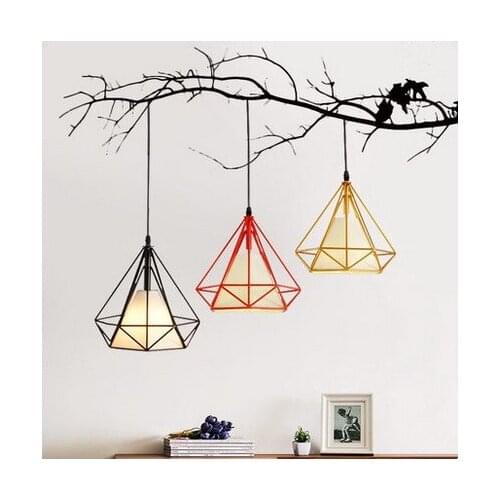 European retro diamond style iron art pendant lights Creative fabric shade E27 LED lamp for parlor&porch&stairs&studio CYDD004