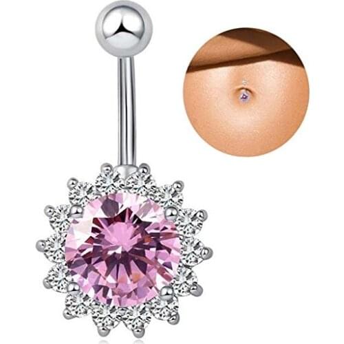 Glittering Flower Belly Button Rings Piercing