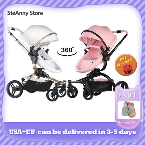 Fast & Free Shipping 3 in 1 Baby Stroller Free Duty Pram 2 in 1 Carriage PU Leather Baby Stroller Aulon Pram 2021