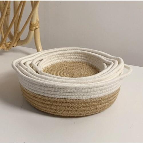 Storage basket Cotton thread jewelry box cosmetics storage basket rope desktop storage box key remote control storage baset