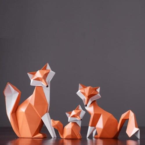 Creative Modern Geometric Fox Resin Decoration Living Room TV Cabinet Wine Cabinet Cartoon Decorations Creative Home Furnishings