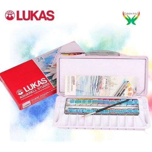 LUKAS solid watercolor paint set, master transparent watercolor painting,24 color iron box set, oil paint，Artist Quality