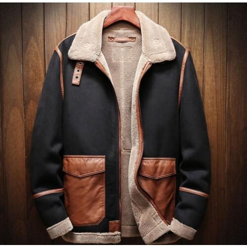 Mens Faux Fur Coats Automotive Overcoats Velvet Autumn and Winter Season Mens Faux Fur Leather Jacket Coats Plus Size 5XL