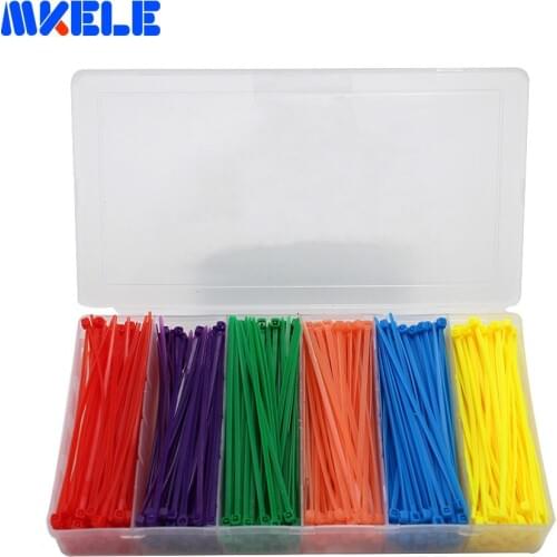 Nylon Cable Ties Self-locking 6 Colors Plastic Box 3*100mm Colorful Cable Wire Tie Plastic Zip Ties From Makerele Free shipping