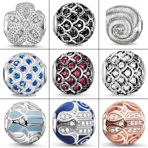 Charm Beads koi Fish Starfish Hand of Fatima Conch 925 Sterling Silver DIY Fashion Jewelry Fit Bracelets Necklace Choker Women