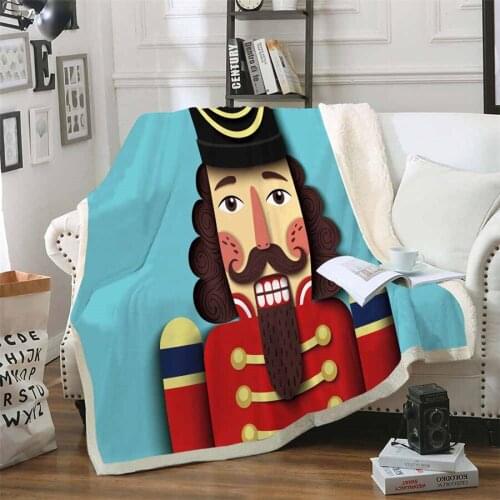 Nutcracker Soldier 3D Printed Sherpa Blanket Couch Quilt Cover Travel Bedding Outlet Velvet Plush Throw Fleece Blanket Bedspread