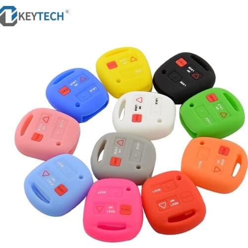 OkeyTech 2+1 Buttons Silicone Car Key Shell Case Cover Fob Fit For TOYOTA Avensis Camry Corolla For Lexus GX470 RX350 ES300