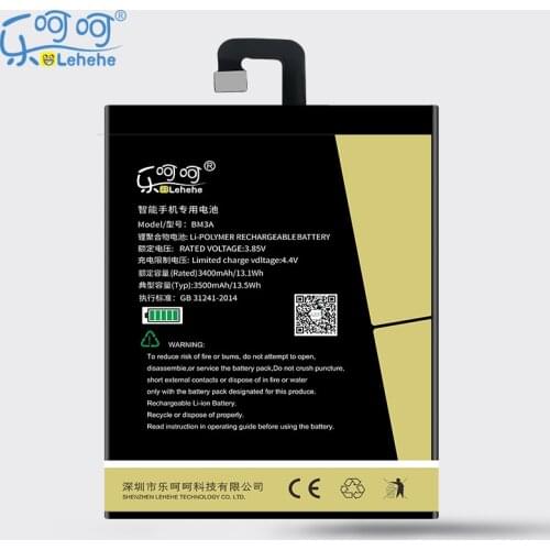 Original LEHEHE Battery BM3A for Xiaomi Note 3 Mi Note3 3400mAh Smartphone Replacement Bateria Free Tools Gifts