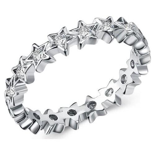 Luxury Brand Jewelry Star Trail Stackable Finger Ring White Color Inlay Cubic Zirconia Ring For Women Wedding Engagement Gift