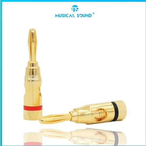 1 Pair High Quality 4Mm Speaker Banana Connector Jack Gold-Plated Plug Audiophile Speaker Amplifier Cable Wire Banana Audio Plug