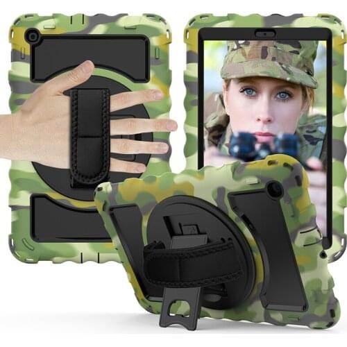 Heavy Duty Shockproof Case for Samsung Galaxy Tab A 10.1 2019 T510 T515 Kids Silicone Cover with Swivel Hand Strap