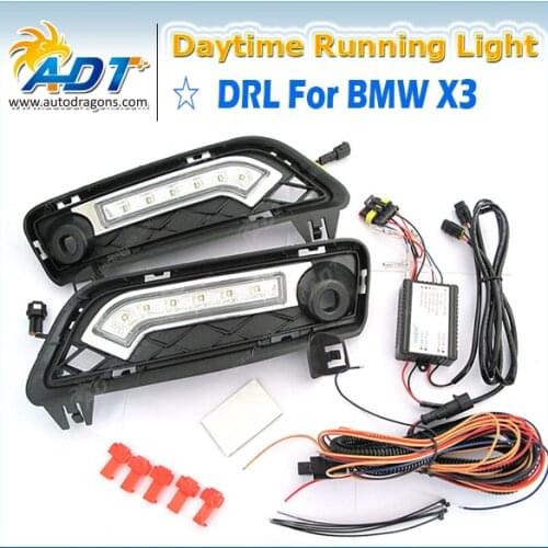 LED Car Daytime Running Light Canbus 12V 6W*2 Cr High power 1320lm for BMW X3 F25 2010-2014 DRL Daylight Lamp with Turn Ligh