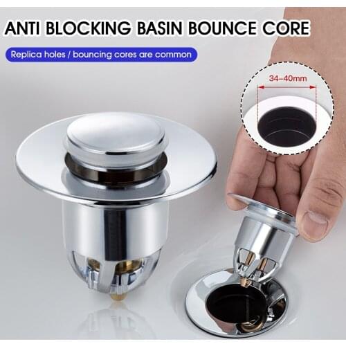Basin Pop-Up Drain Stopper Filter Hair Catcher Anti-Clogging Stainless Bathroom Sink Drain Strainer Plug for 34-40mm Drain