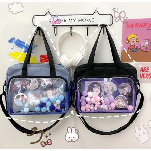 Japan Harajuku School JK Uniform Bag Transparent Badge Gril Cartoon Anime Crossbody Itabag Cospaly Accessories