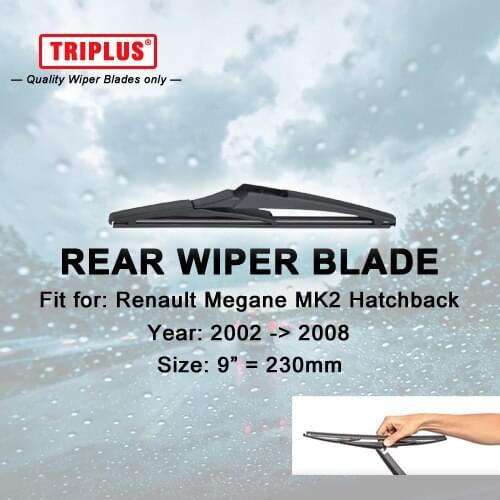 Rear Wiper Blade for Renault Megane 2 Hatchback (2002-2008) 1pc 9" 230mm,Car Rear Windscreen Wipers,Back Windshield Wiper Blades