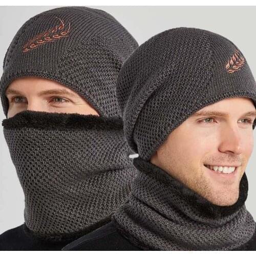 Wool Knitted Warm Beanies Winter Caps For Man Casual Print Hedging Hats Balaclava Mask High Quality Soft Hats gorras hombre