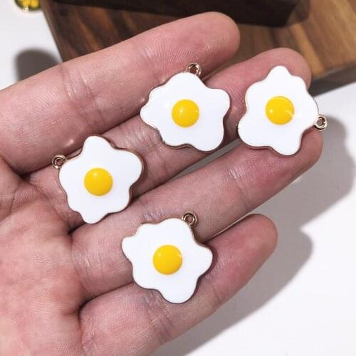 10pcs/lot Fried Egg Diy Design Enamel Charm for Jewelry Making Earring Bracelet or Necklace Charms