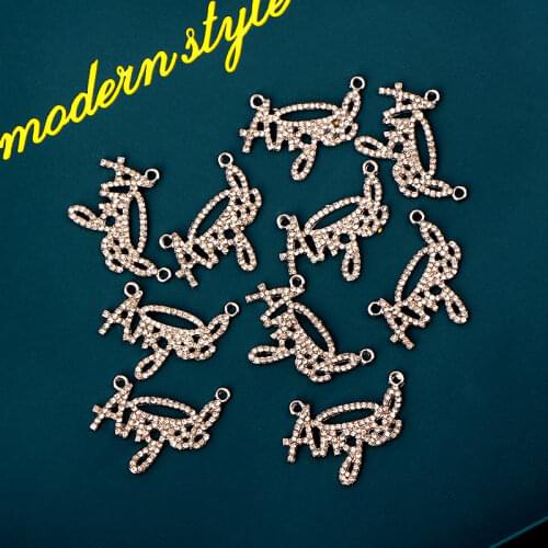 10Pcs Full Rhinestone Paved Letter Charms Two Holes Connector Alphabet Pendant Accessories For Bracelet Necklace Crafts Making