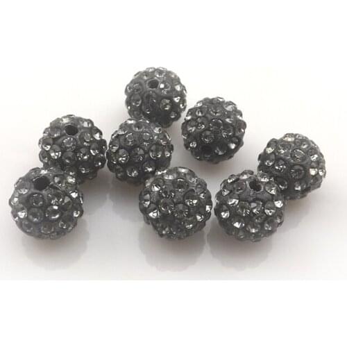 100pcs/lot 10mm Transparent Grey Color Rhinestone Loose Beads 6 Rows Pave Disco Ball For Jewelry Making