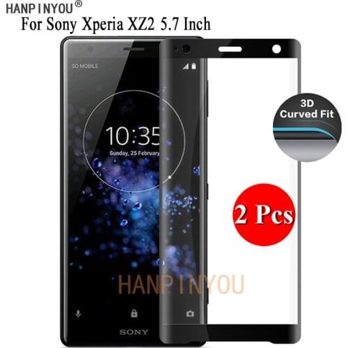 2 Pcs For Sony Xperia XZ2 H8216 H8266 H8276 9H Ultra Thin 3D Curved Full Cover Screen Protector Tempered Glass Protective Film