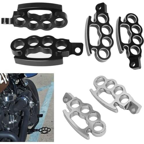 2pcs /Set Motorcycle Footrest Custom Black/ Chrome Front Rear Footpegs Aluminum Control Pedal for Harley Sportster XL FXDF X48