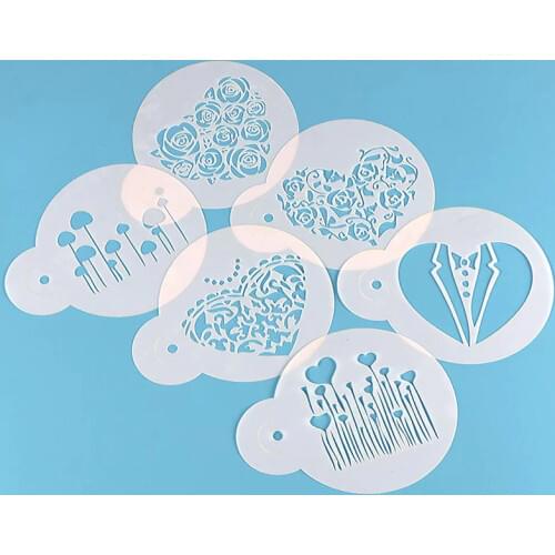 MICCK 6pcs Barista Tools Coffee Accessories Cafe flower Printing Model For Kitchen Cappuccino Latte Art Plastic Decoration Tools