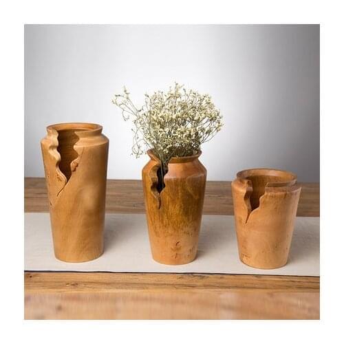 Southeast Asia Thailand Mango Wood Vase Living Room Entrance Model Table Top Decoration Soft Decoration Flower