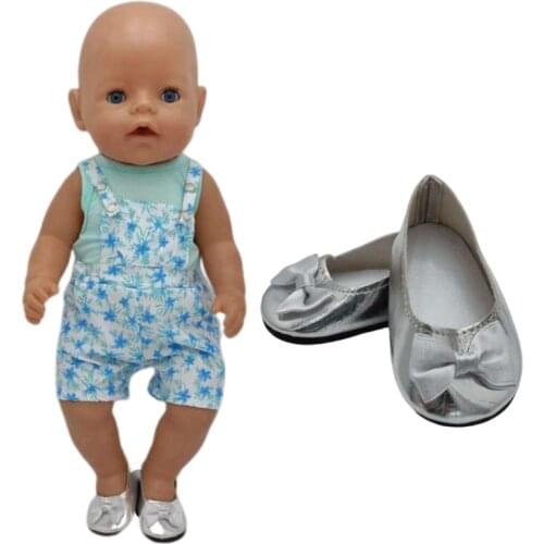 For 43 cm baby Dolls black white Leopard Shoes fits For 18" Doll shoes Toy Accessories